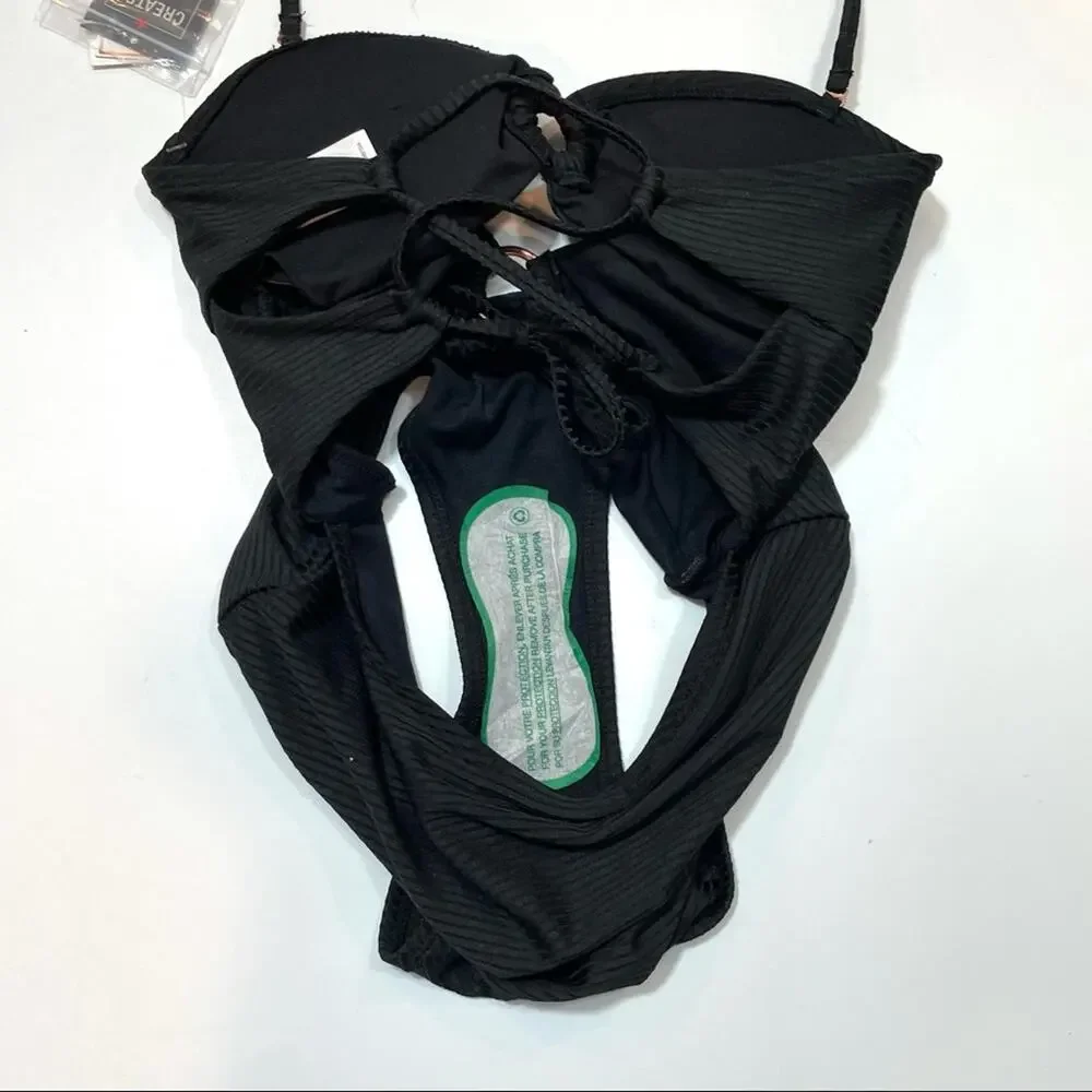 Hula Honey Black Ribbed one piece swimsuit
